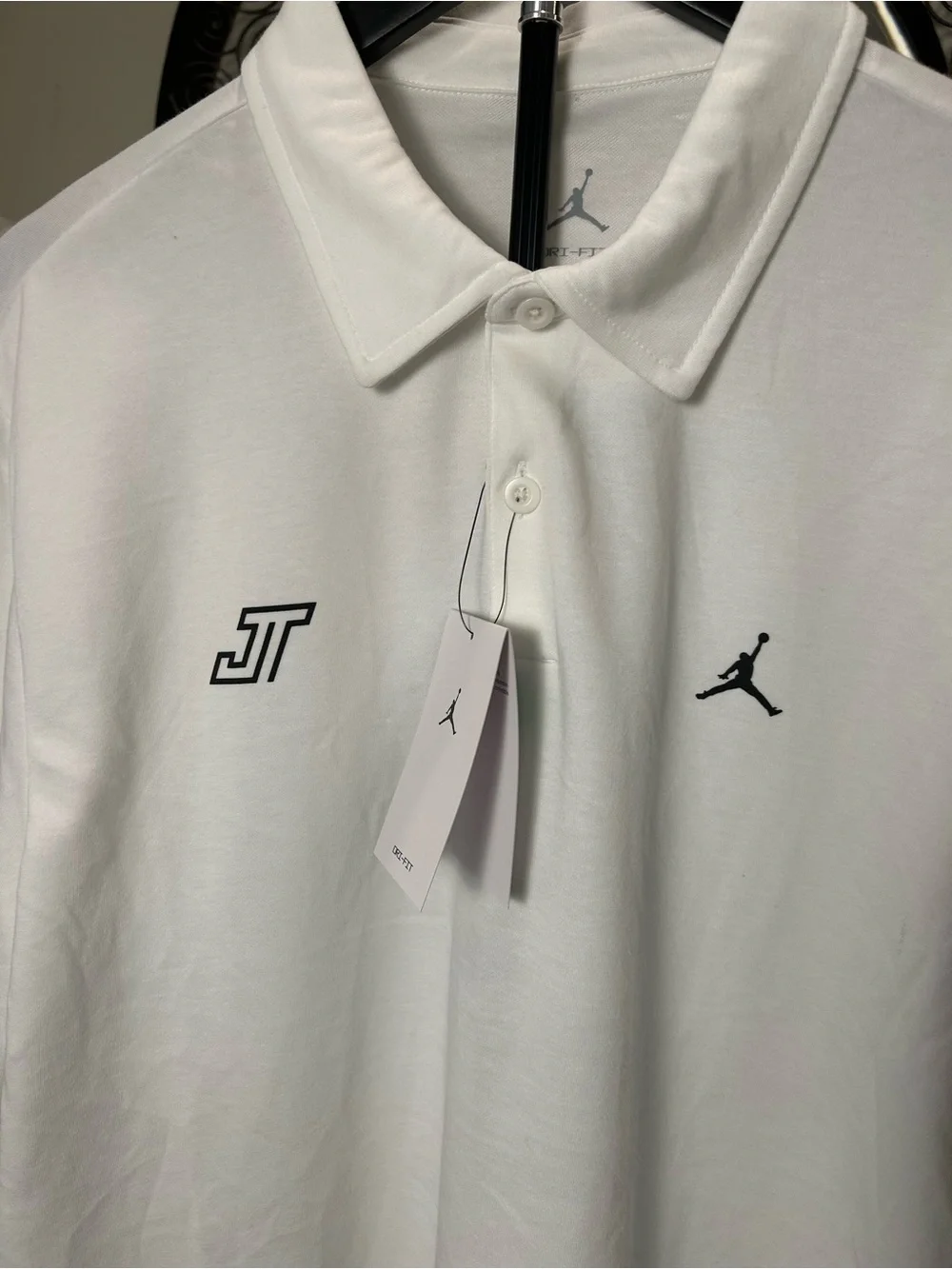 Nike White Men's Polo Shirt with JT and Jumpman Logos